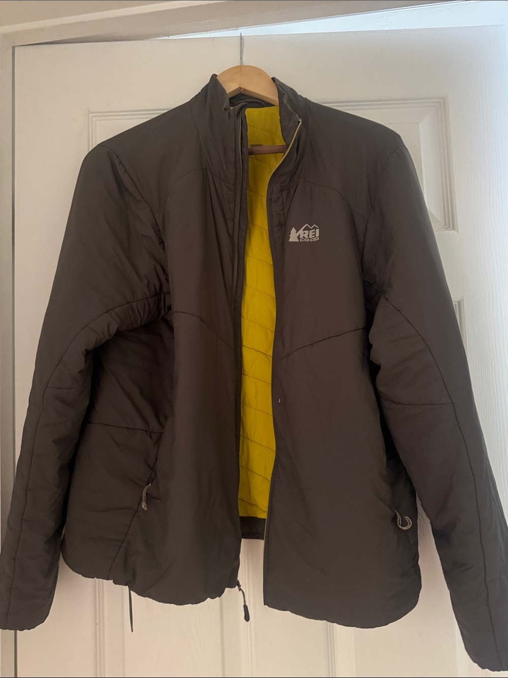 REI Co-op Insulated Jacket - Dark Olive with Yellow Lining